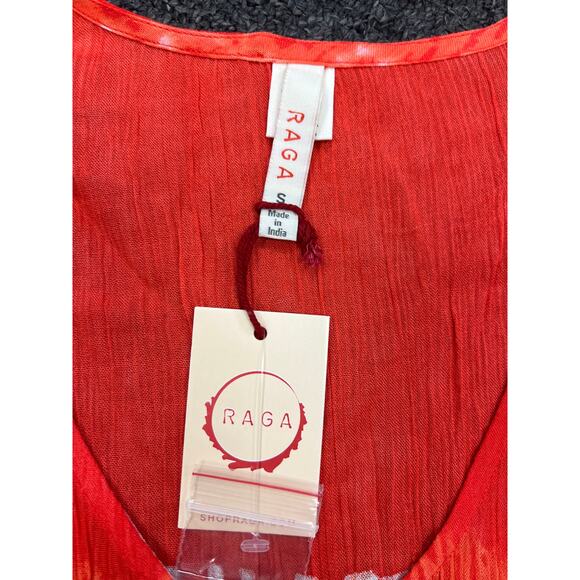 NWT Raga Womens Orange Tie Dye Button Down V-Neck Maxi Shift Dress Size S - Picture 5 of 10